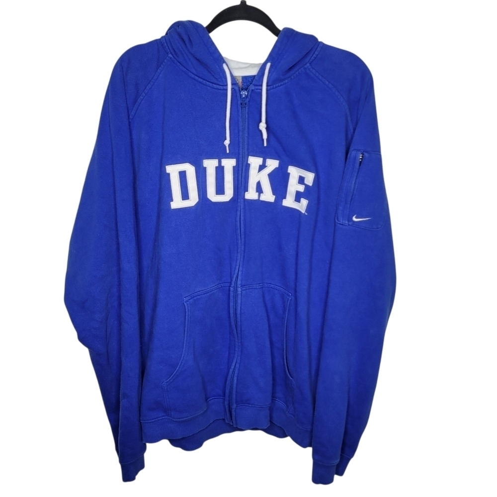 Vintage Y2K Nike Teams Duke Hooded Zippered Jacket in Blue White Size XL